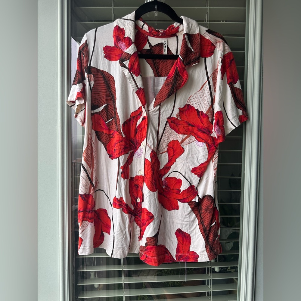 Soma Floral Button Down Sleep Top